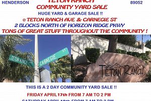 Teton Ranch Community Garage Yard Sale Friday & Saturday April 17 & 18