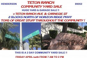 Teton Ranch Community Garage Yard Sale Friday Oct 16th Henderson
