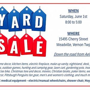 Yard sale photo in Meadville, PA